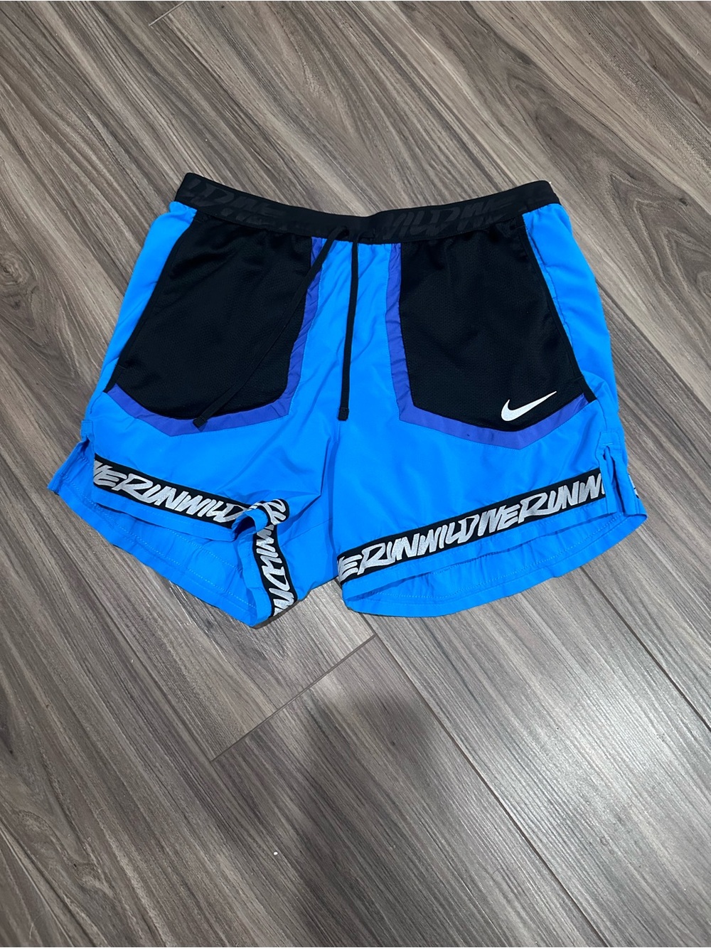 Nike Blue Dri-FIT Athletic Shorts with Black Waistband